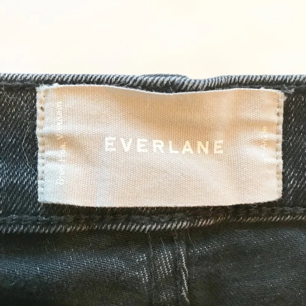 EVERLANE Stretch High Rise Skinny Button Flap Ankle Black Denim Jeans Womens 27 - Picture 5 of 9